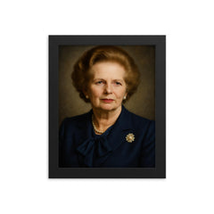 Margaret Thatcher portrait framed print on a plain backdrop in size 8"x10".