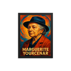 Marguerite Yourcenar framed print on a plain backdrop in size 12"x16".
