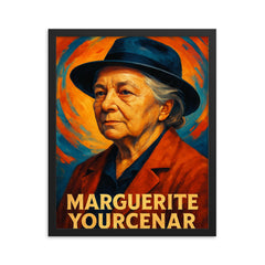 Marguerite Yourcenar framed print on a plain backdrop in size 16"x20".
