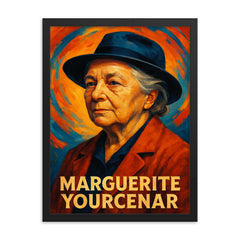 Marguerite Yourcenar framed print on a plain backdrop in size 18"x24".
