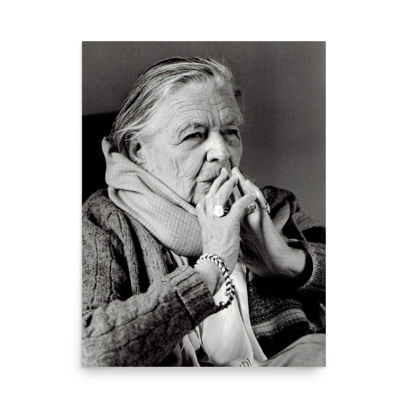 Marguerite Yourcenar poster on a plain backdrop in size 18