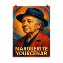 Marguerite Yourcenar poster on a plain backdrop in size 8"x10".