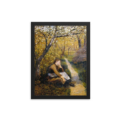Maria Bashkirtseff (Ukrainian, 1858-1884) framed print on a plain backdrop in size 12"x16".