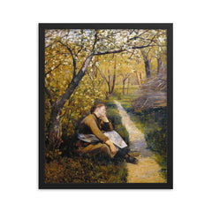 Maria Bashkirtseff (Ukrainian, 1858-1884) framed print on a plain backdrop in size 16"x20".