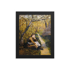 Maria Bashkirtseff (Ukrainian, 1858-1884) framed print on a plain backdrop in size 8"x10".