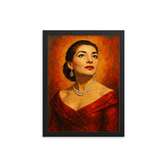 Maria Callas framed print on a plain backdrop in size 12"x16".