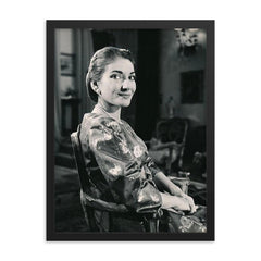 Maria Callas framed print on a plain backdrop in size 18"x24".
