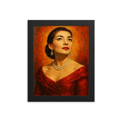 Maria Callas framed print on a plain backdrop in size 8"x10".