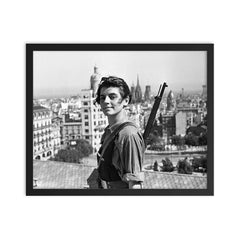 Maria Ginesta in Barcelona During the Spanish Civil War framed print on a plain backdrop in size 16"x20".