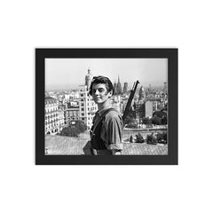 Maria Ginesta in Barcelona During the Spanish Civil War framed print on a plain backdrop in size 8"x10".