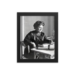 Maria Montessori framed print on a plain backdrop in size 8"x10".
