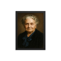 Maria Montessori portrait framed print on a plain backdrop in size 12"x16".