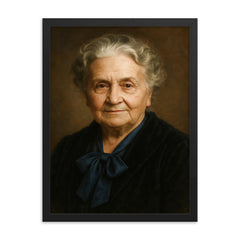 Maria Montessori portrait framed print on a plain backdrop in size 18"x24".