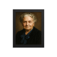 Maria Montessori portrait framed print on a plain backdrop in size 8"x10".