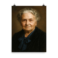 Maria Montessori portrait poster on a plain backdrop in size 8"x10".