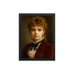 Marie Bashkirtseff portrait framed print on a plain backdrop in size 12"x16".