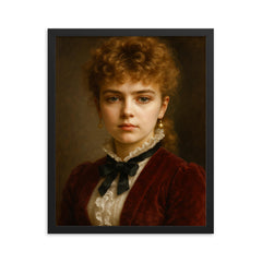 Marie Bashkirtseff portrait framed print on a plain backdrop in size 16"x20".