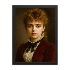 Marie Bashkirtseff portrait framed print on a plain backdrop in size 18"x24".
