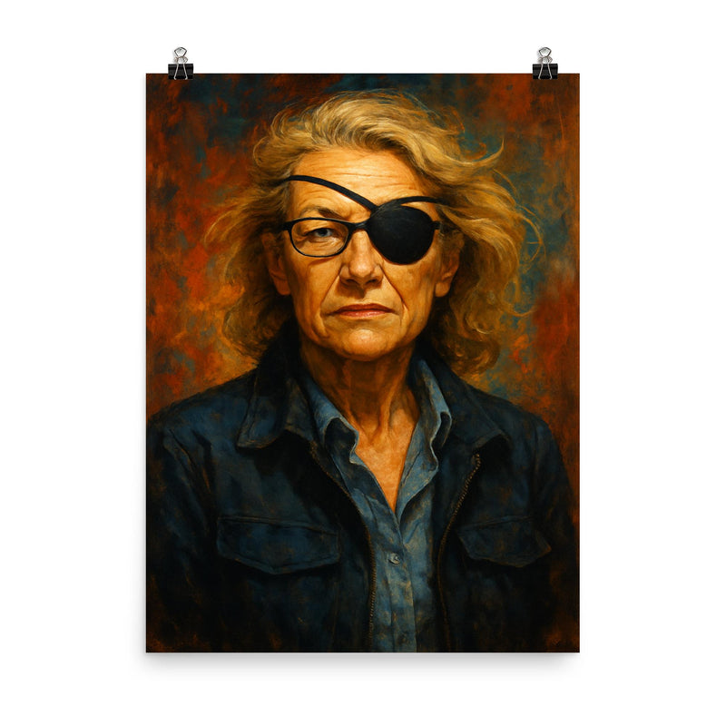 Marie Colvin poster on a plain backdrop in size 8