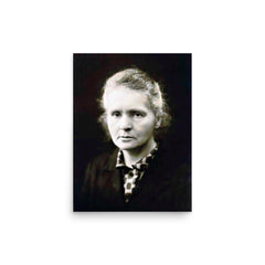 Marie Curie poster on a plain backdrop in size 12"x16".