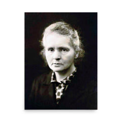 Marie Curie poster on a plain backdrop in size 18"x24".