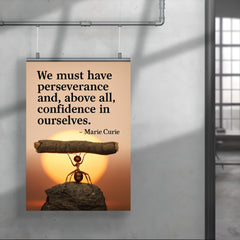 marie curie quote perseverance confidence ant lifting heavy object inspiring poster 4