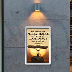 Marie Curie quote perseverance confidence ant lifting heavy object poster 2