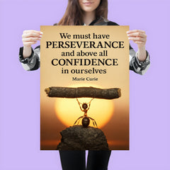 Marie Curie quote perseverance confidence ant lifting heavy object poster 3