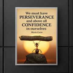 Marie Curie quote perseverance confidence ant lifting heavy object poster 5