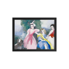 Marie Laurencin, Trois Jeunes Filles aux Petits Chiens, c. 1940 framed print on a plain backdrop in size 12"x16".