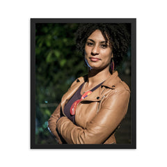 Marielle Franco framed print on a plain backdrop in size 16"x20".