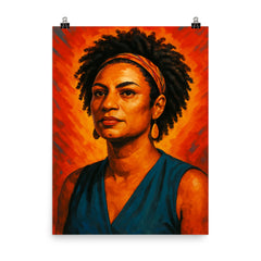 Marielle Franco poster on a plain backdrop in size 8"x10".