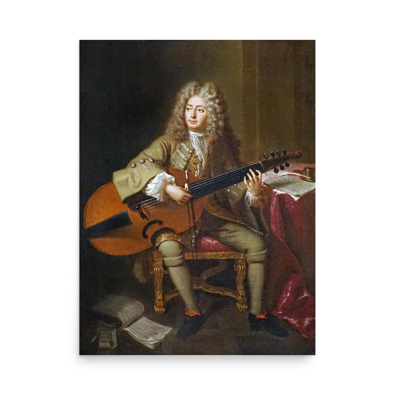 Marin Marais poster on a plain backdrop in size 18