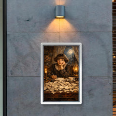 Marina Tsvetaeva at desk of torn letters poster 2