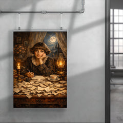 Marina Tsvetaeva at desk of torn letters poster 4