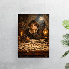 Marina Tsvetaeva at desk of torn letters poster 7