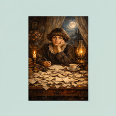 Marina Tsvetaeva at desk of torn letters poster 8