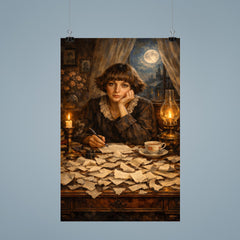 Marina Tsvetaeva at desk of torn letters poster 9
