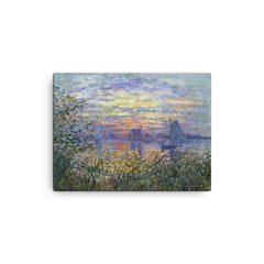 Marine View with a Sunset by Claude Monet, 1875 canvas print on a plain backdrop in size 12"x16".