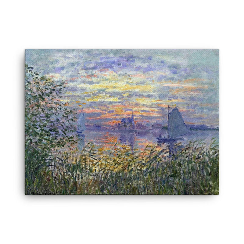 Marine View with a Sunset by Claude Monet, 1875 canvas print on a plain backdrop in size 18