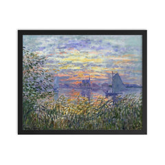 Marine View with a Sunset by Claude Monet, 1875 framed print on a plain backdrop in size 16"x20".