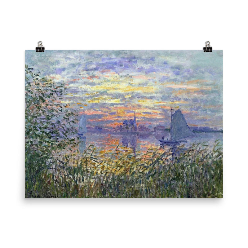 Marine View with a Sunset by Claude Monet, 1875 poster on a plain backdrop in size 8