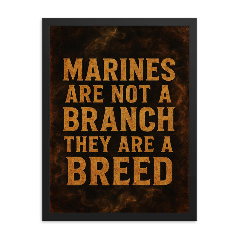 Marines are not a branch they are a breed framed print on a plain backdrop in size 18