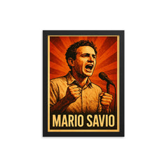 Mario Savio framed print on a plain backdrop in size 12"x16".