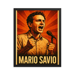 Mario Savio framed print on a plain backdrop in size 16"x20".
