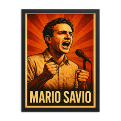 Mario Savio framed print on a plain backdrop in size 18"x24".
