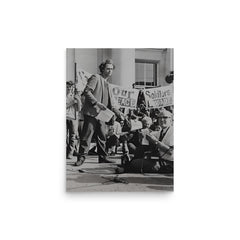 Mario Savio poster on a plain backdrop in size 12"x16".