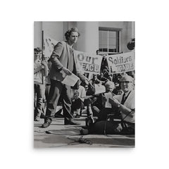 Mario Savio poster on a plain backdrop in size 16"x20".