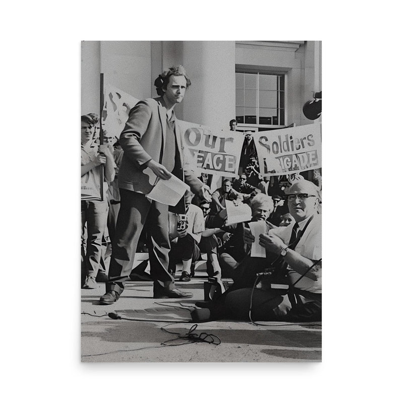 Mario Savio poster on a plain backdrop in size 18