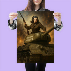 Mariya Oktyabrskaya atop Fighting Girlfriend tank poster 3